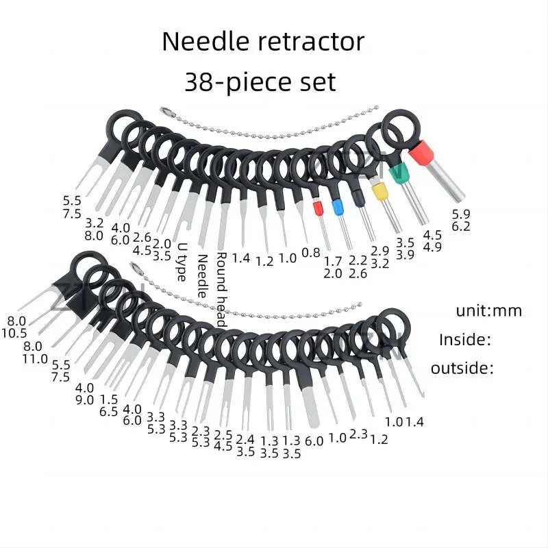 38pcs Terminal Removal Tool Kit Car Wire Harness Plug Terminal Extraction Pick Connector Crimp Pin Back Needle Remove Tool Set