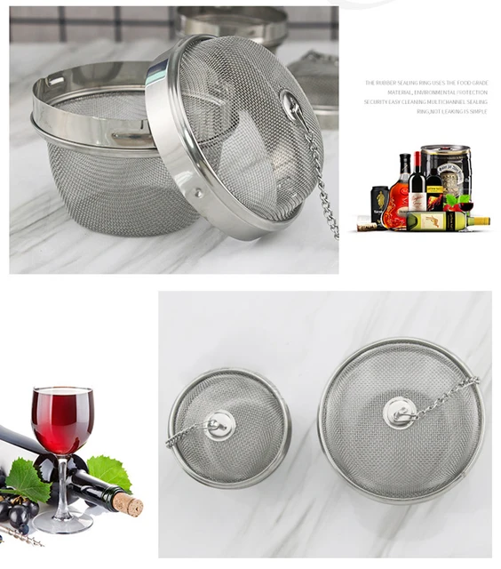 Infusore Tè In Acciaio Inossidabile - Con Gancio E Catena Per Foglie Sfuse, Spezie - 9cm - Foto 3