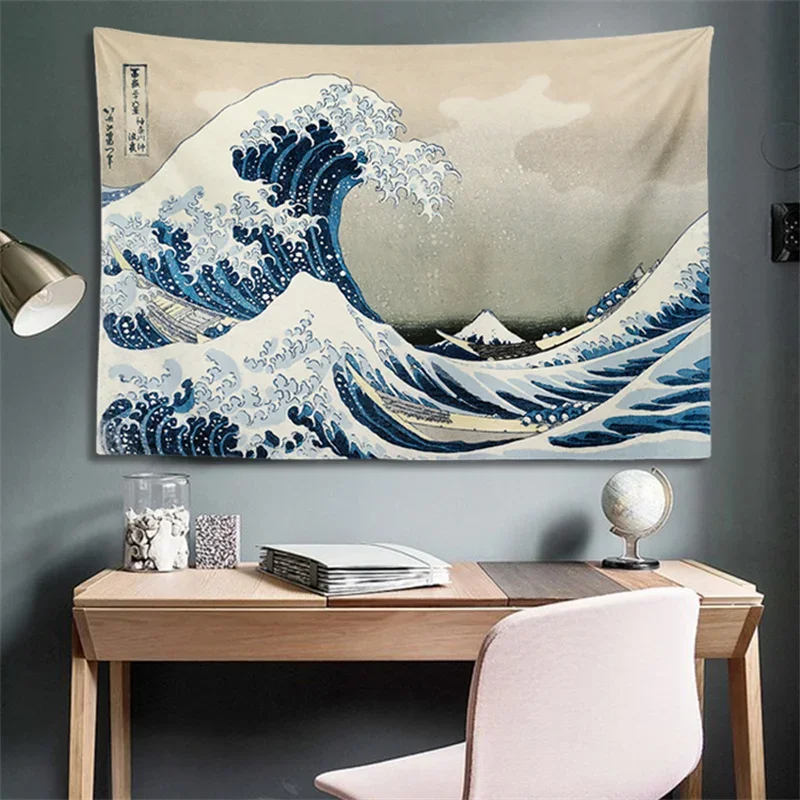 Decorative Home Japanese Tapestry Japan Mount Fuji Tapestry Art Printed The Great Wave of Kanagawa Wall Hanging