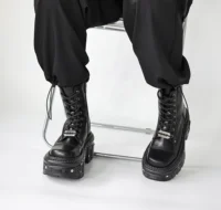 2025 New Punk Women Platform Ankle Boots Female's Rock Round Toe Lace Up Fashion Retro Chunky Shoes Metal Decor Short Boots - Image 4