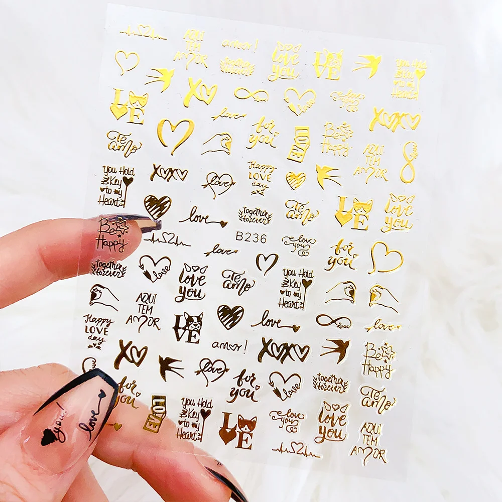 

Laser Heart Letter Nail Sticker Nail Art Decoration Flower Star Nail Accessories Decal Stickers Nail Supplies Nail Parts
