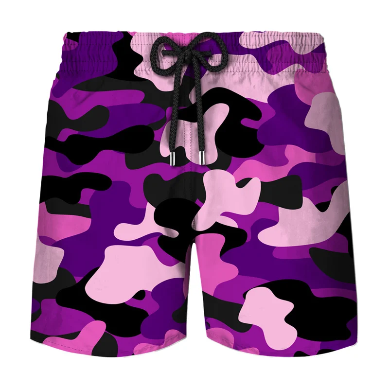 America Leaf Forest Camouflage Board Shorts Men Clothing 3D Print Hawaii Beach Shorts Blue Sea Camo Shorts Pants Cool Ice Shorts 4