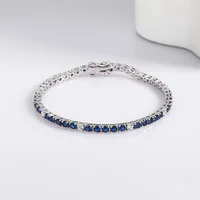 Bracelet de tennis en argent S925, bijoux fins, pavé Montana, bleu, aqua., vert, adrene, rose, noir, turquoise, doré, violet, 3mm 2