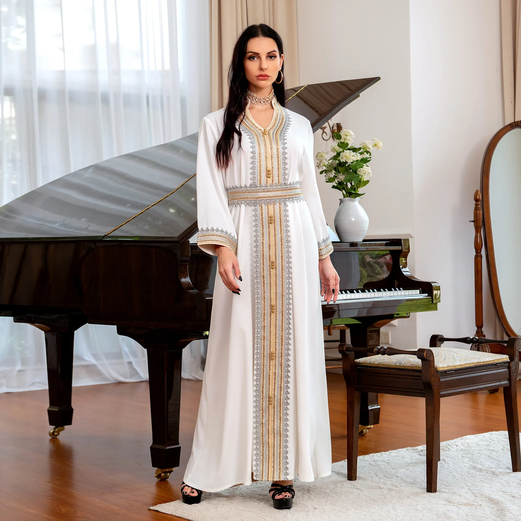 Vestido Largo Modesto De Oriente Medio - Kaftan Abaya