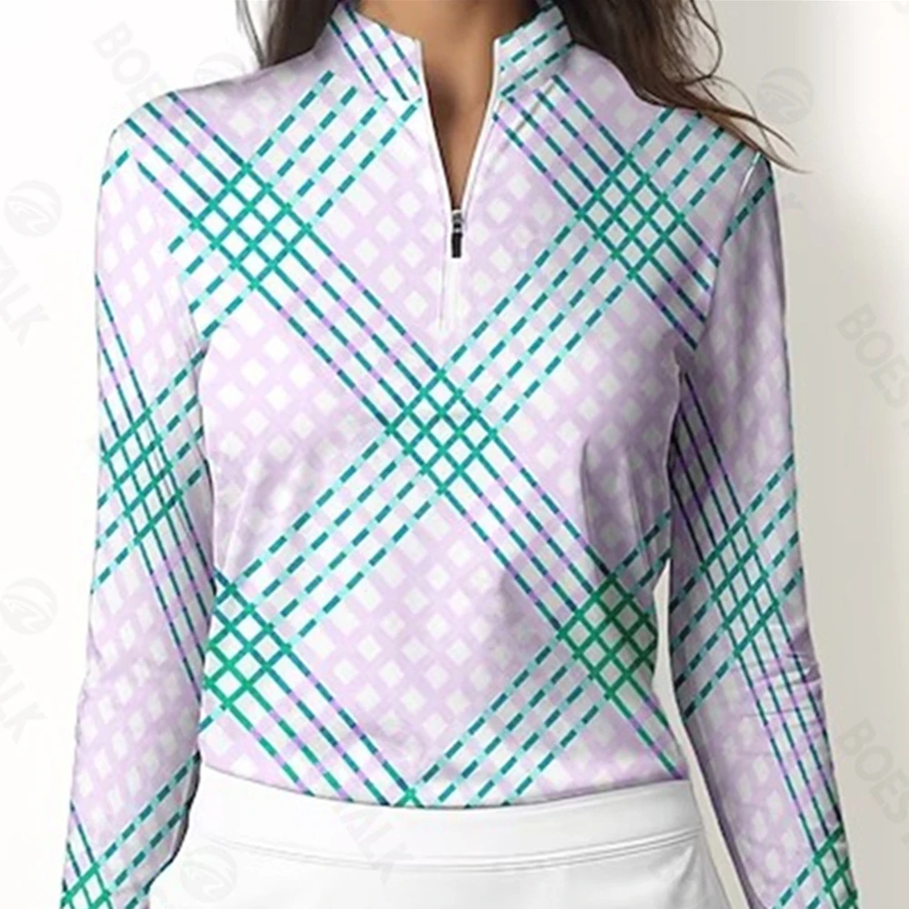Golf Polo shirt long sleeve T-shirt 2024 autumn and winter new ladies slim bottom fashion slimming Polo shirt.