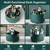 1pc 360°Rotating Makeup Organizer Storage Elegant Stripe Makeup Brushes Holder 5-Compartment Cosmetic Holder for Vanity Bathroom 4