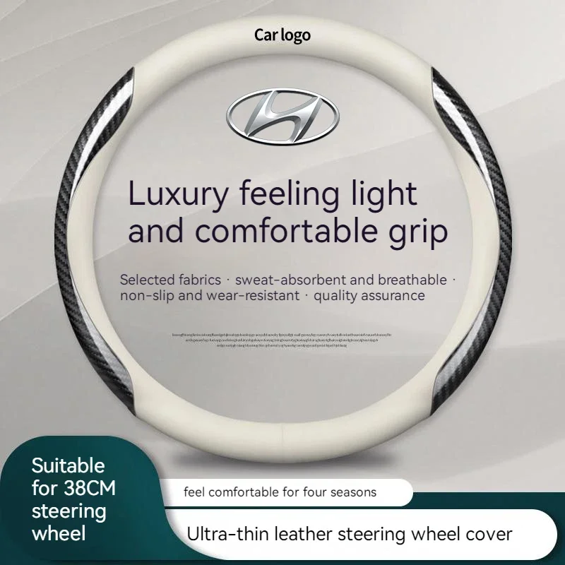 

Car Logo Steering Wheel Cover For Hyundai i10 i20 i30 i40 ix25 ix35 ix55 Tucson Palisade Kona Santa-fe Getz IONIQ Sonata Solaris