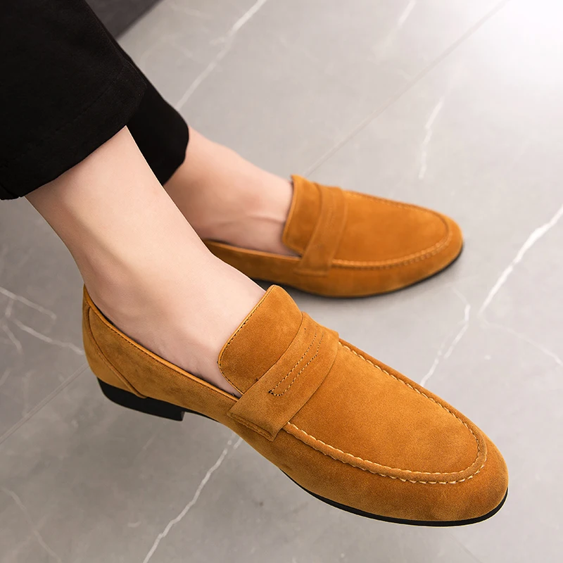 Spring Casual Suede Men Shoes New Fashion Slip on Loafers Male Leather Comfortable Flat Shoes Moccasins Classic Driving Shoes 3