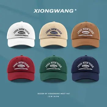 남녀공용 아메리칸 레트로 레터 야구 모자, 용수철 여름 자외선 차단 캐주얼 소프트 탑, 오리 혀 모자, 면 소재, 1950 년대