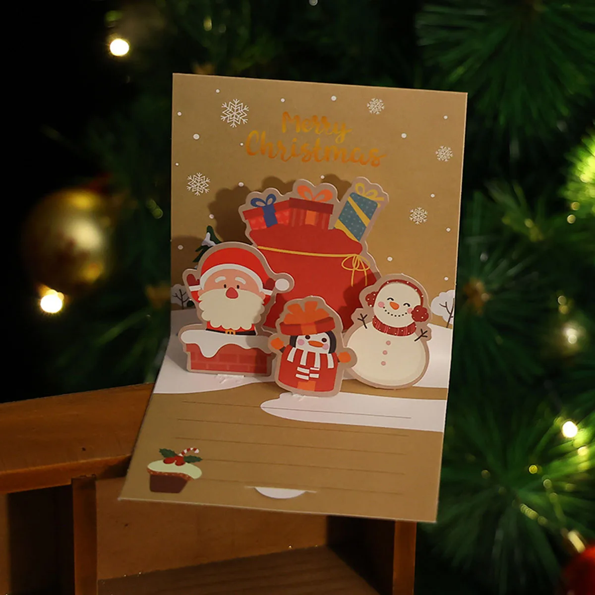 3D Christmas Stereo Greeting Cards Thanksgiving Holiday Blessings DIY Christmas Eve Blank Cards Envelopes 1/2/4 Pack