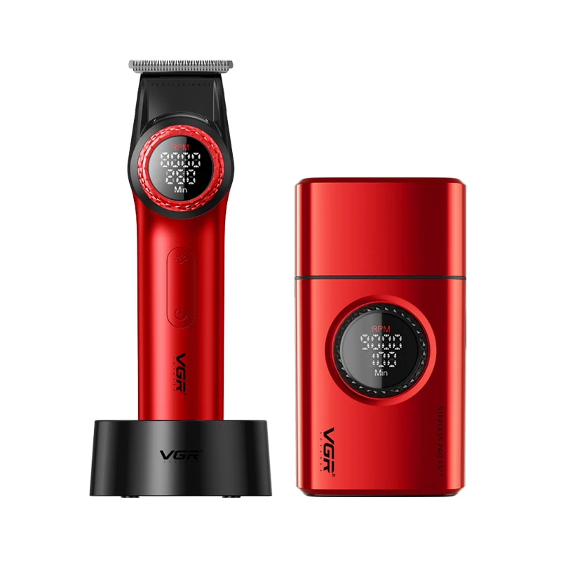 VGR مقص الشعر الحلاقة مجموعات الحلاق قابلة للشحن ق...