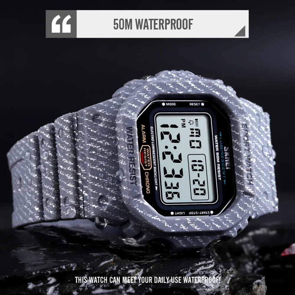 Skmei 5Bar Waterproof Alarm Clock Cowboy Military Fashion Watches Relogio Masculino Outdoor Sport Watch Men Digital Watch 1471 4