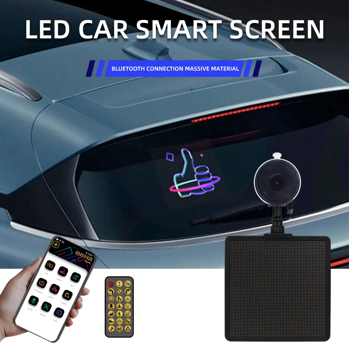 

Car LED Screen Sign Bluetooth Scrolling Message App Control with Remote Finger Light Display Sign Custom Text Pattern Animation