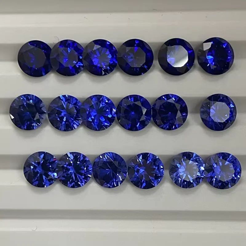 Blauer Saphir in Box, Natürlicher Rundschliff, Mohs-Härte, Edelsteine für Schmuckherstellung/Sammlung/Geschenk, Kostbare Steine