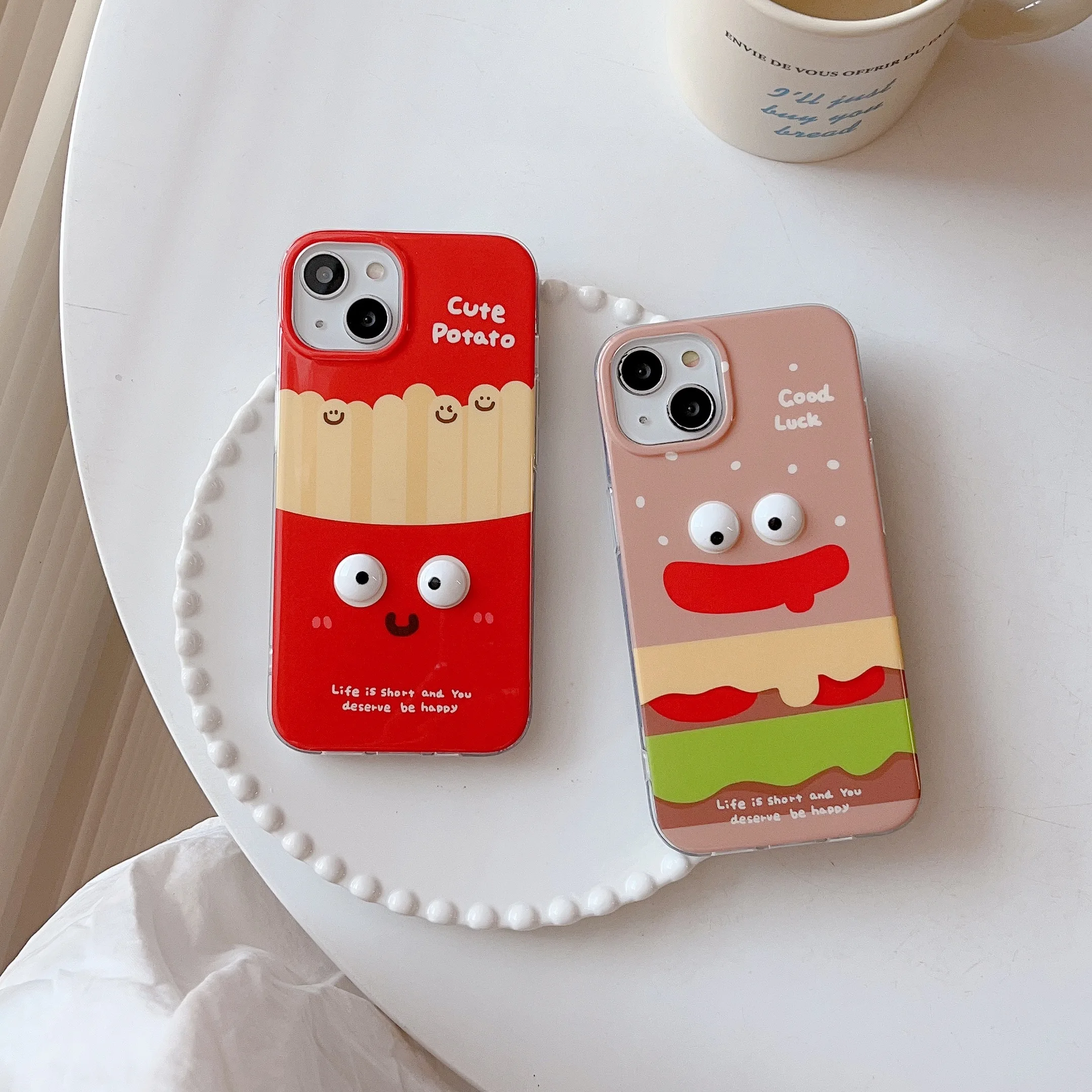 Double Sided Imd 3D French Fries Burger Pattern Per Iphone 14Pro 14Promax 14 13Promax 13Pro 13 11 12Pro 1212Promax Soft Shell