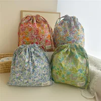 Sac de maquillage en coton, organisateur Portable, sous-vêtements de voyage, sacs à cordon de serrage, sacs pour maman imprimés de fleurs, sacs à cosmétiques 1