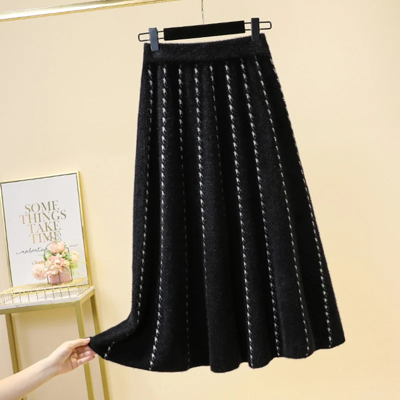 

Black Pleated Long Elegant High-Waisted Women'S Spring Autumn Winter Skirts Korean Style Fashion 2022 Harajuku Clothes Kawaii