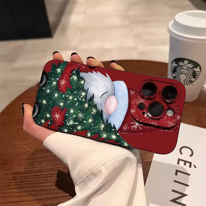 Festive Santa Claus & Elk Christmas Tree Shockproof Phone Case
