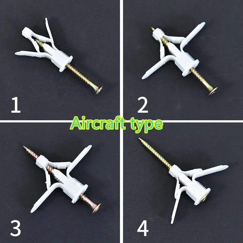 Practical 100pcs Plastic Expansion Drywall Anchor Kit with Screws Self Drilling Wall Home Pierced for Gypsum Board Fiberboard