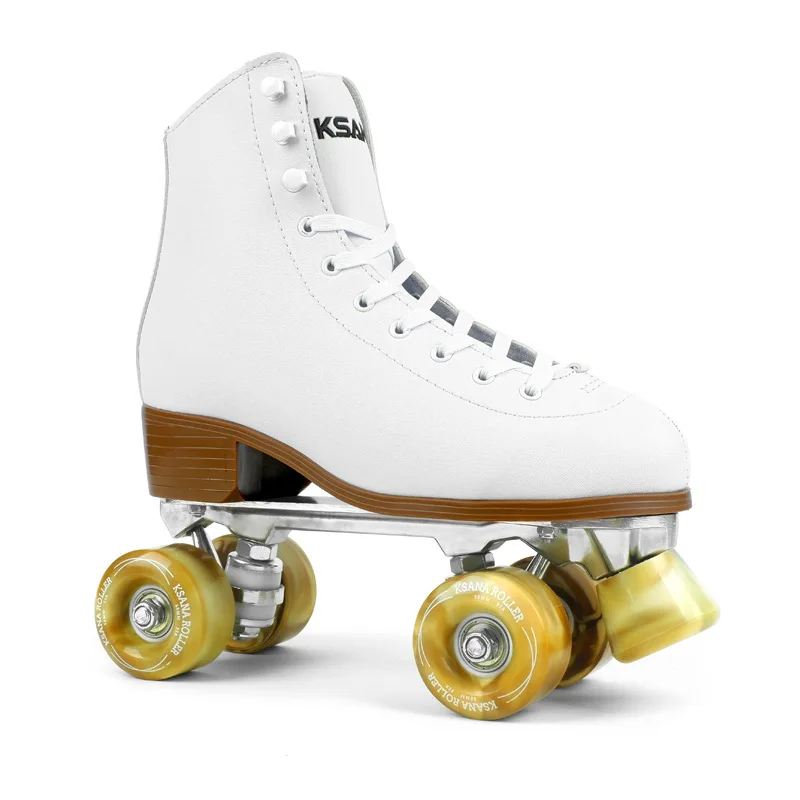 Flashing 4 Wheels Skate Shoes For Women Size 34-45 Double Row Roller Skates Outdoor Ice Skating Rink Training Quad Sneakers