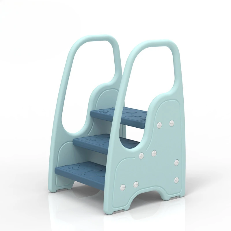 3-in-1 Anti-Slip Step Stool-Adjustable Bathroom Ladder with Safety Rails for Toddler Sink Access Three Steps Footstool