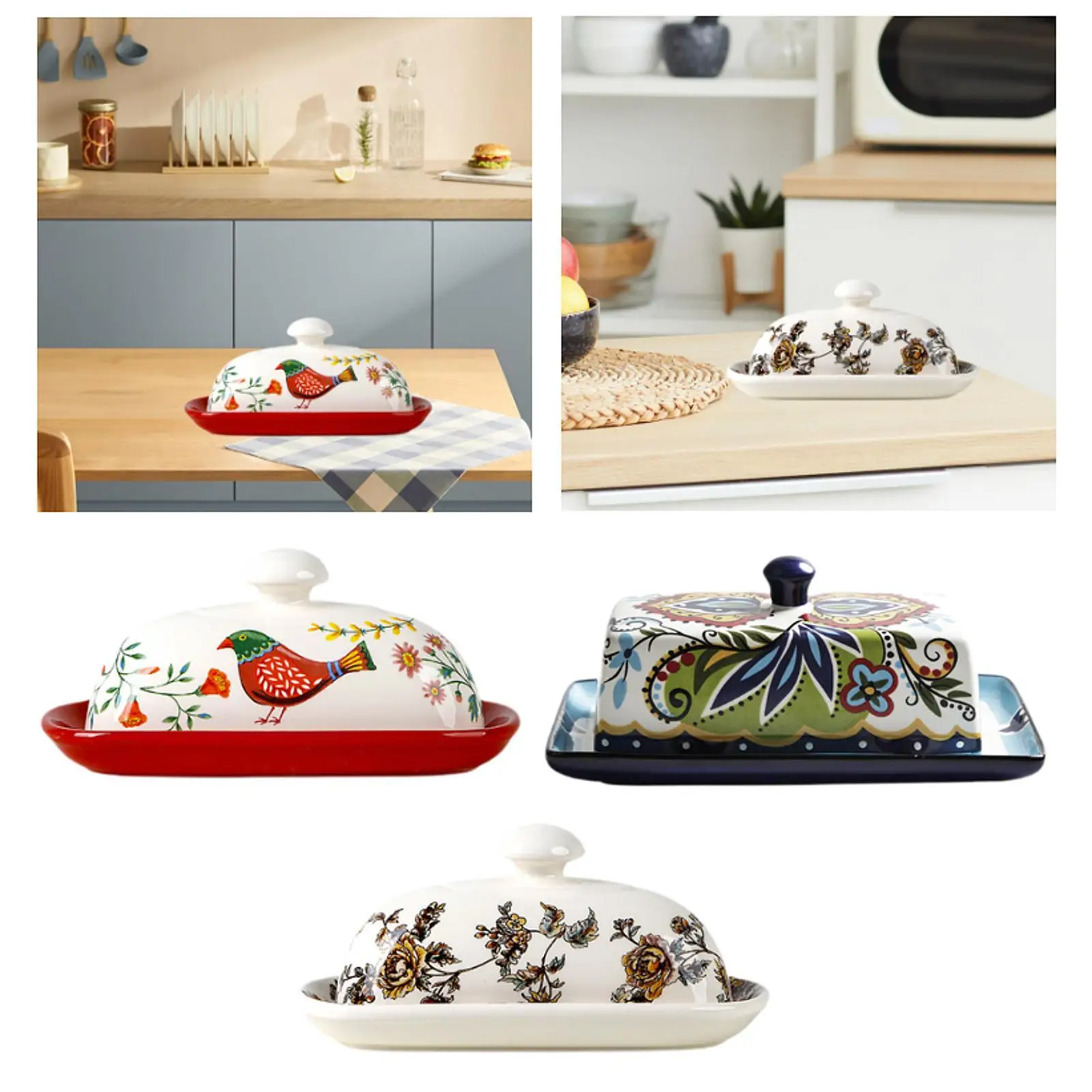 Cheese Butter Keeper Butter Plate with Lid Holder Container Kitchen Accessory Minimalist