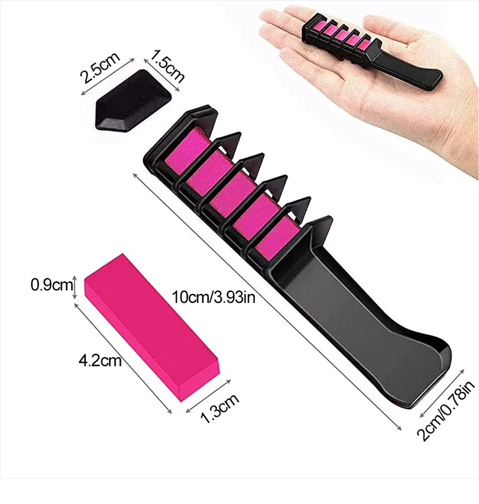 Description Picture 3 of item1pcs Hair Color Comb Mini Chalks Crayons New Design Disposable Temporary Hair Color Brush Women Styling Hair Dye Accessories
