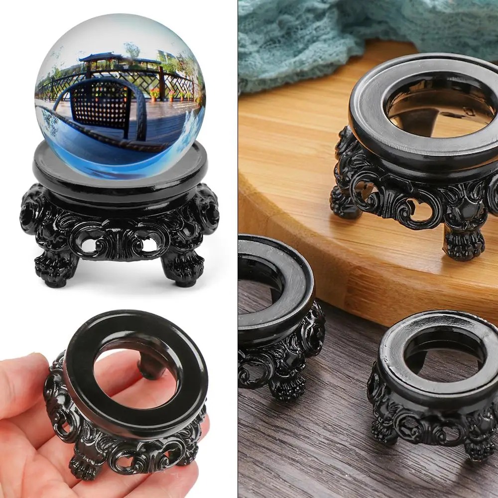 Black Desktop Ornament Home Decor Globe Stone Holder Sphere Pedestal