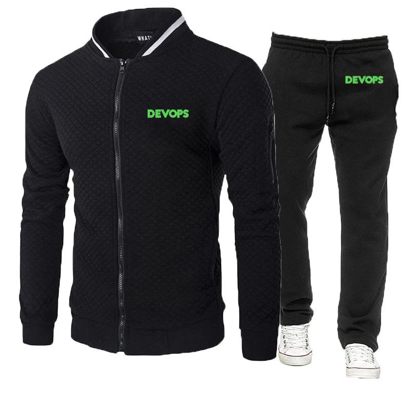 DEVOPS - The real definition of DEVOPS 2023 New Men's Fashionable Zipper Jacket Spring Fitness Running Casual Sportswear Suit