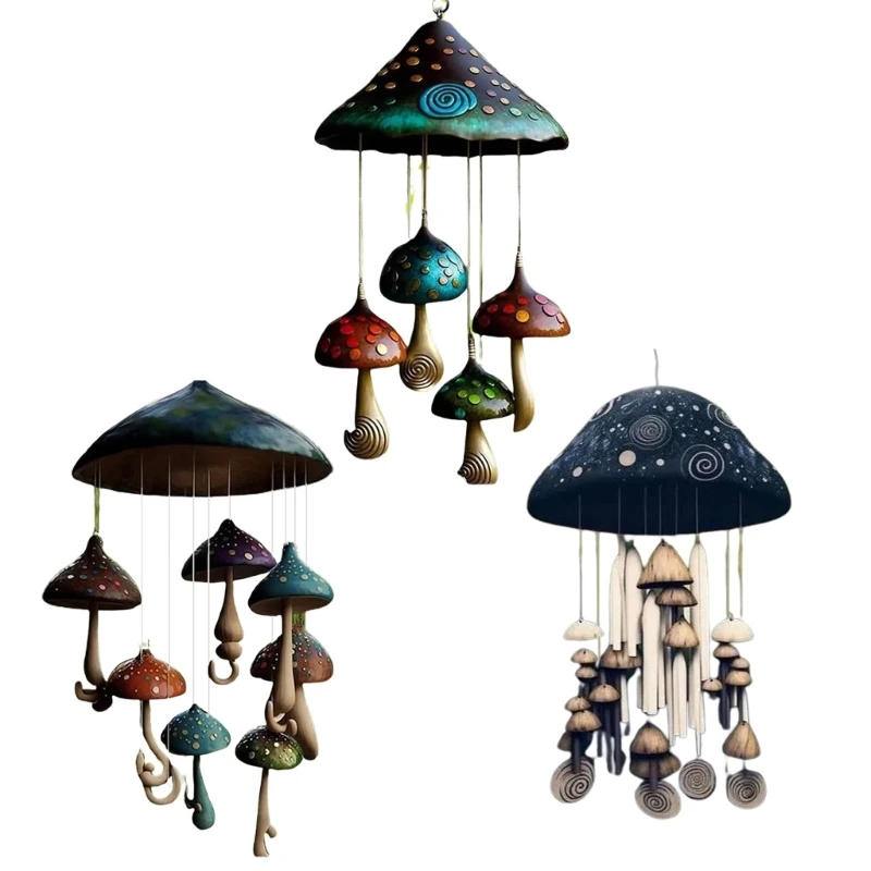 

Rustic Resin Mushroom Wind Chimes Easy to Hang, Calming Garden Ornaments, Outdoor Hangings