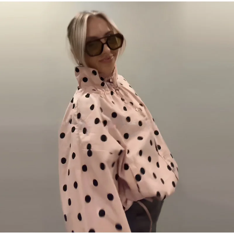 Polka Dot Damenjacke, Mantel mit Kapuze, einreihig, mit Schnürung, neue Oberbekleidung, weibliche Tasche, Frühlingsmode, Streetwear-Mantel für Damen – Detail 12