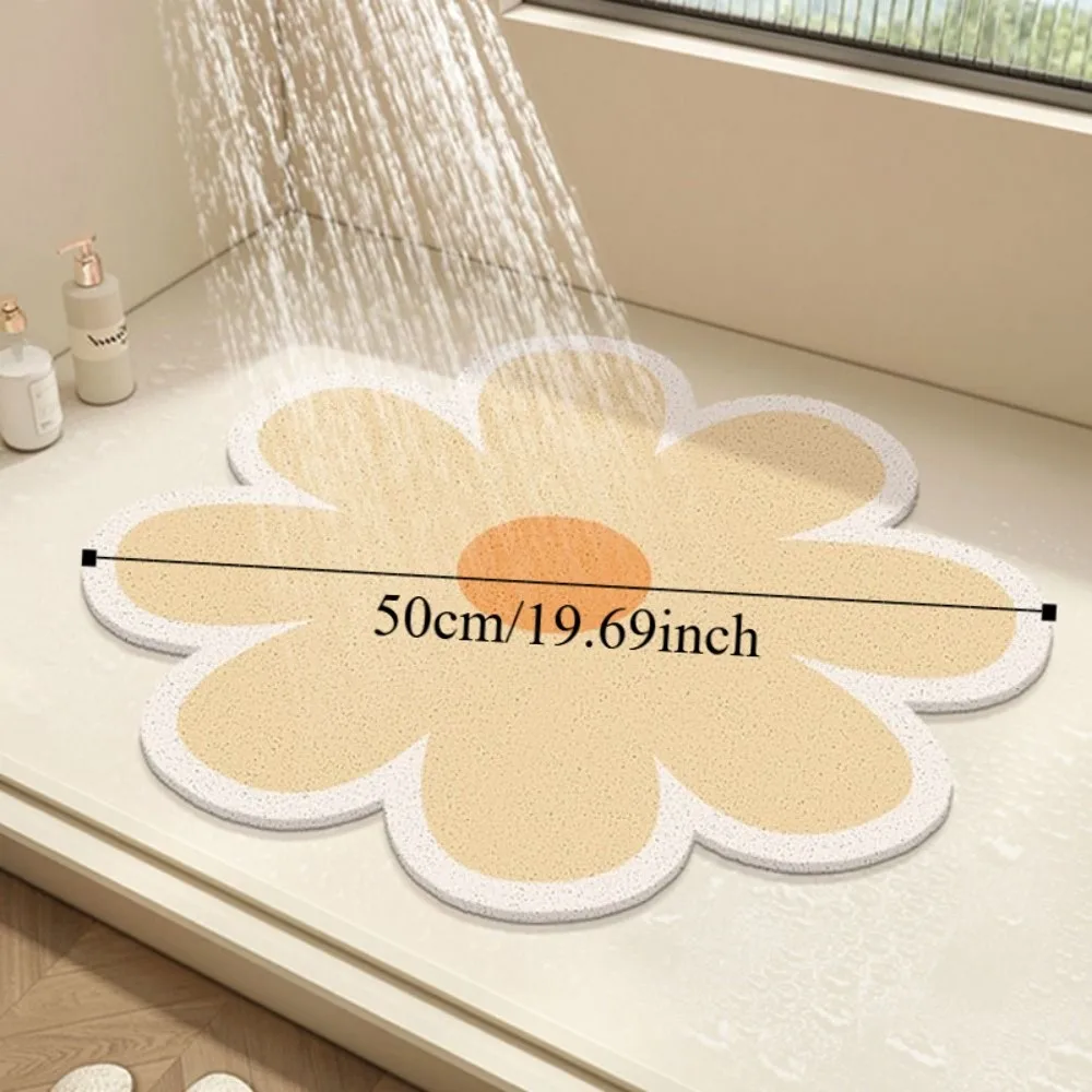 Household PVC Flower Shape Bath Mat Water Absorbent Quick Drying Floor Mat Non Slip Hollow Bathroom Rug Shower