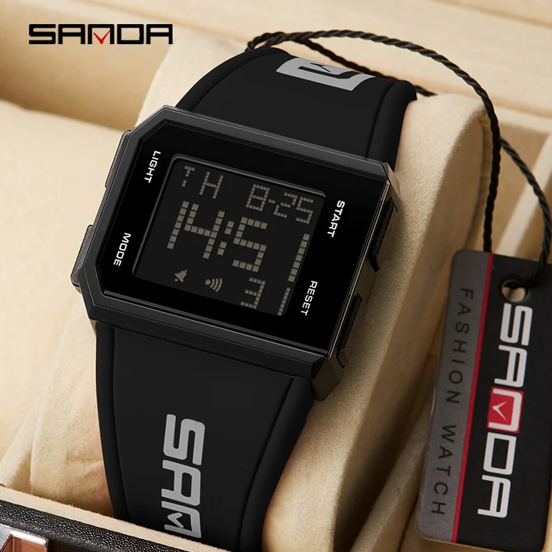 SANDA Men's Outdoor Sports Waterproof LED Digital Watch