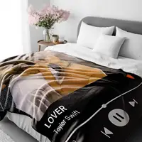 Personalized Spotify Photo Flannel Blanket For Girls Boys Couple Gift Customized Song Album Name Music Player Throw Blanket 2