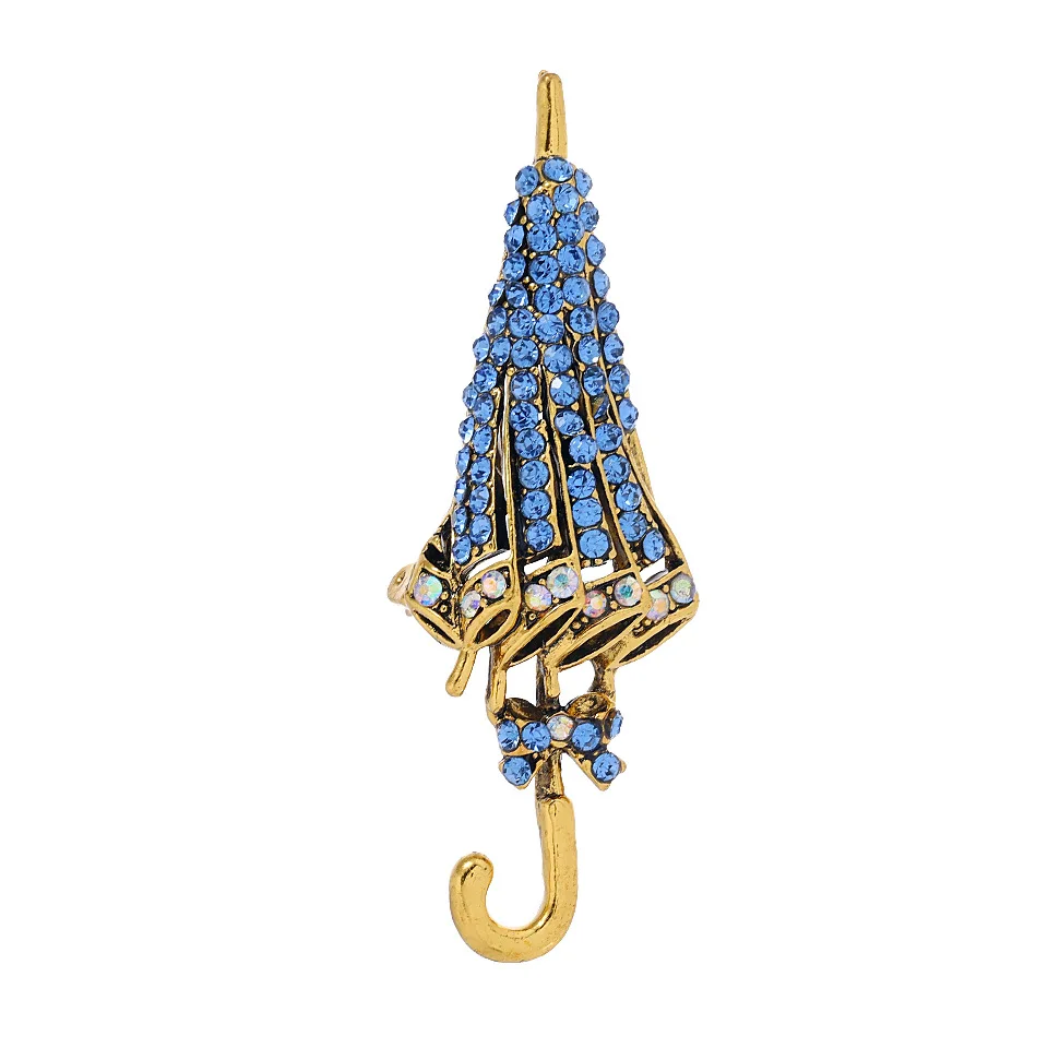 

Trendy Vintage Full Inlaid Rhinestone Umbrella Brooch Pins For Women Charm Metal Casual Brooches Jewelry Wedding Birthday Gifts