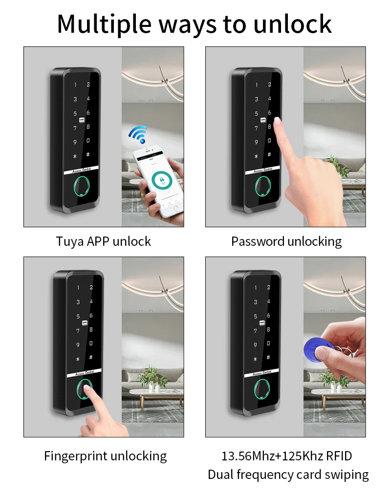 WiFi Tuya Fingerprint Access Controller Outdoor Waterproof Standalone RFID Keypa