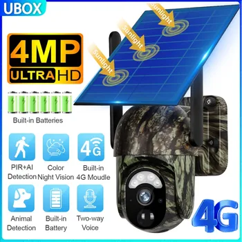 Ubox 4G Solar Camera Outdoor Cellular Trail Camera 4G/WiFi with Solar Panel 2K Night Vision Human/Animal Detection Security Cam 1