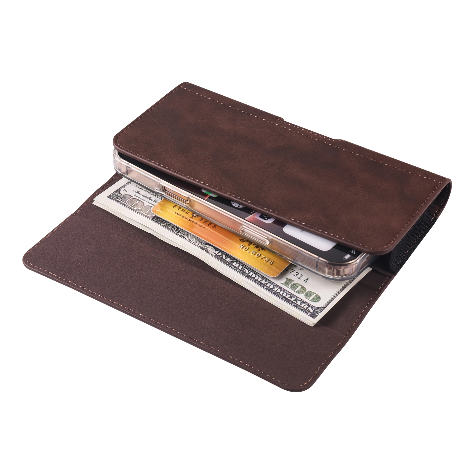 FULAIKATE Horizontale Handytasche mit elastischer Taille, Universaltasche mit Kartenfach, passend für iPhone, Samsung, Huawei, PU-Material, Holster – Detail 34