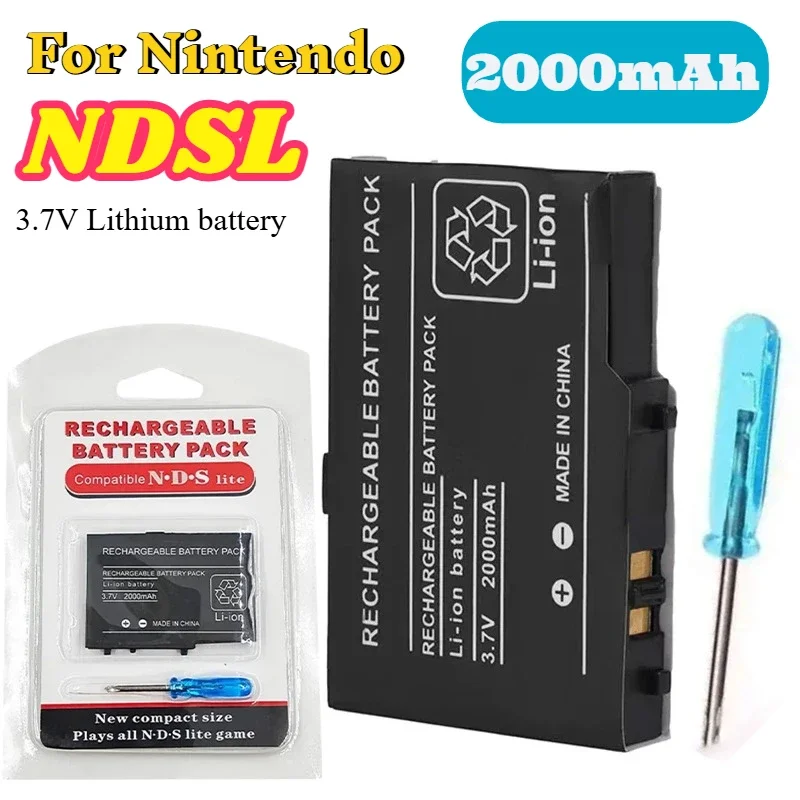 Batteria integrata per console di gioco per Nintendo NDSL Host Batterie 2000mAh 3.7V Cella di ricambio ricaricabile al litio con cacciavite - Image 2