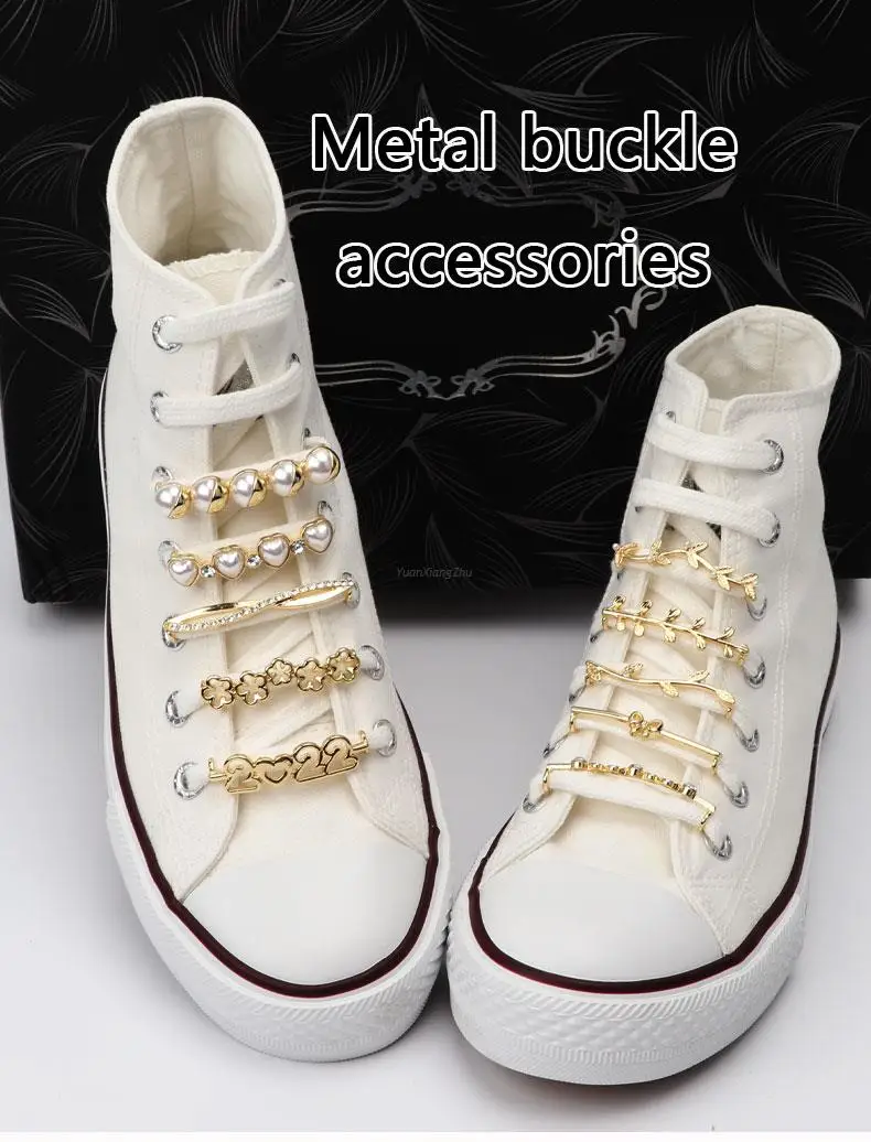 1 Stück Perle Schuh Charms Mode Gold Metall Sneaker Charms Mädchen Geschenk Schuh dekoration DIY Schnürsenkel Schnallen Schuhe Zubehör – Detail 1