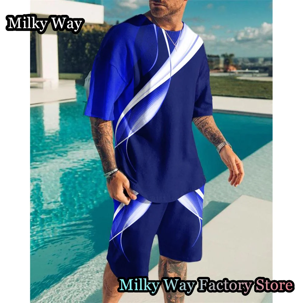 Men Fashion Summer Tracksuit Casual T-Shirt Shorts Set 2 Pieces Male Popular Trend Outfit Oversized Clothing Jogging Streetwear