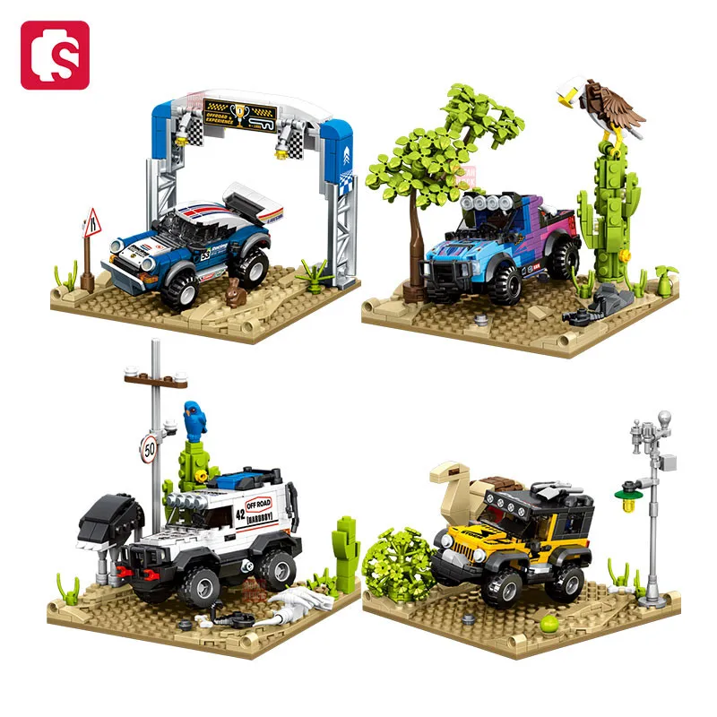 Конструктор SEMBO Desert Off-Road Racing Scene, Детский конструктор, игрушка для мальчиков, подарок на день рождения