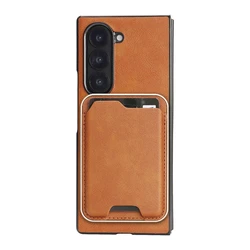 Ultra - Thin Magnetic Phone Wallet & Wireless Charging Case for Galaxy Z Fold4 (Brown)