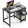Small Computer Desk, 40X24 Inch Office Writing Work Study Gaming PC Table with 2-Tier Drawers Storage Shelf 1