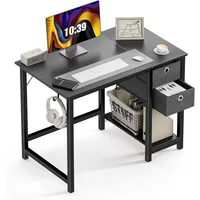 Small Computer Desk, 40X24 Inch Office Writing Work Study Gaming PC Table with 2-Tier Drawers Storage Shelf 1