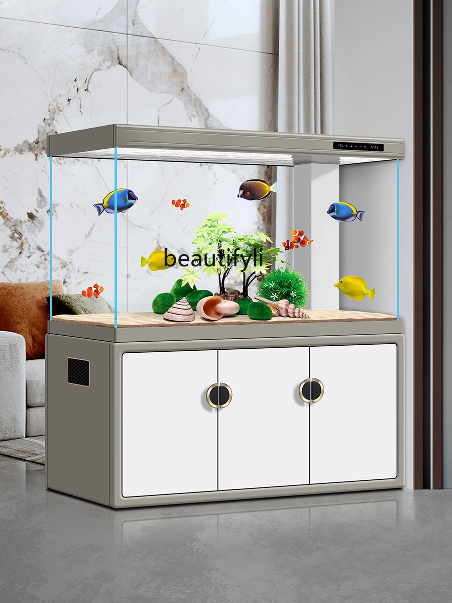 

Fish Tank Living Room Super White Ecological Bottom Filter Floor Home New Large Smart Partition Aquarium