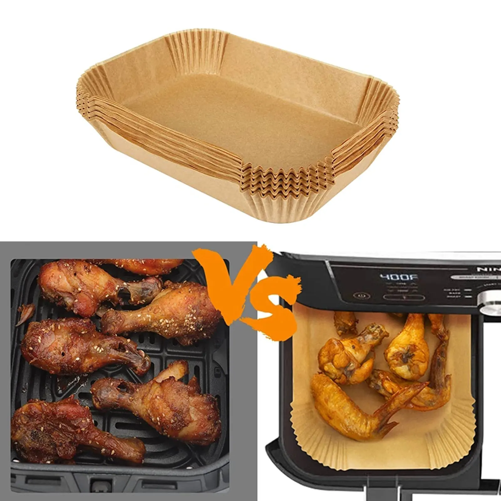 

Rectangle Disposable Airfryer Baking Paper Liner Waterproof Oilproof Non-Stick Baking Mat for Ninja Foodi Air Fryer Accessories