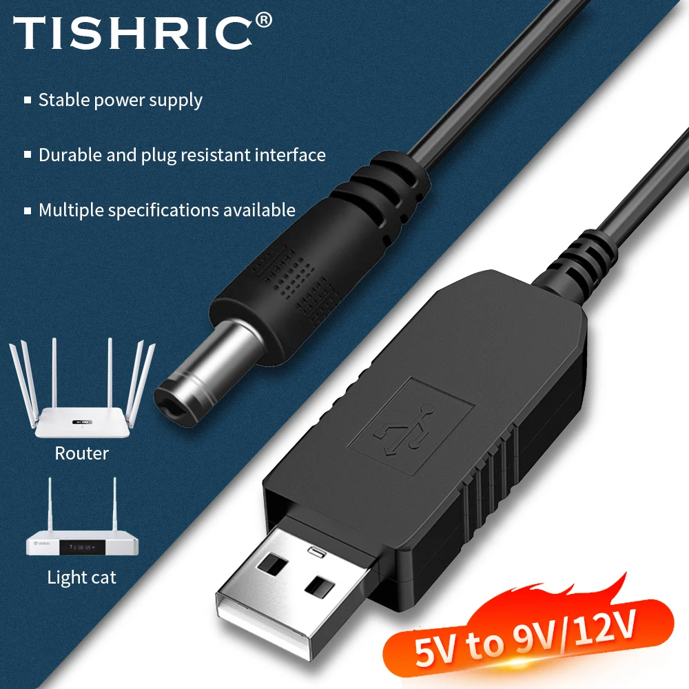 Power Cable USB DC 5V to 12V 9V For Router WIFI Adapter Wire usb Boost Module Converter 2.1x5.5mm Via Powerbank