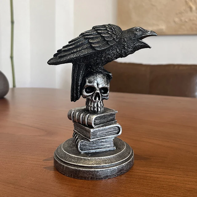 KEENSO Statue De Corbeau Réaliste En Plastique, Décoration D'Halloween