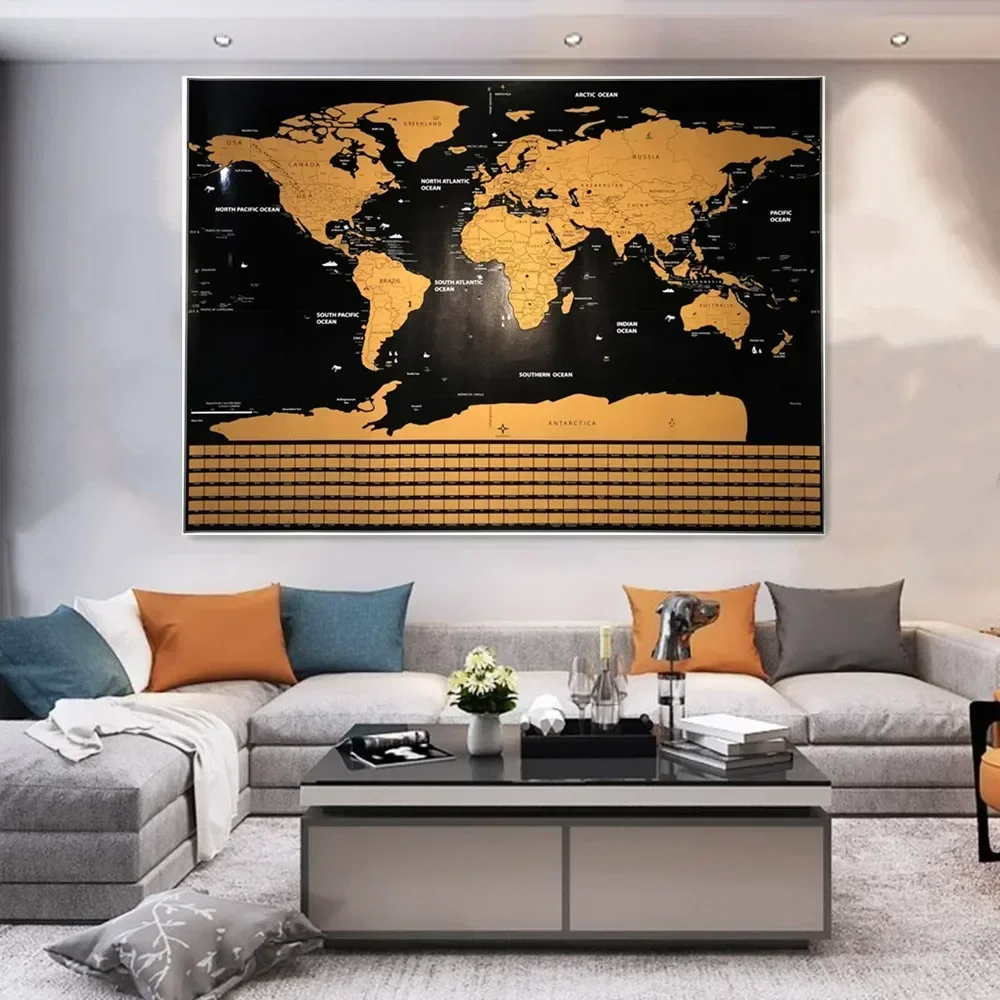 Deluxe World Scratch Maps Pittura Murale Con Scratch Off Layer Visual Travel Journal Travel Scratch Maps Con Bandiere Nazionali G0
